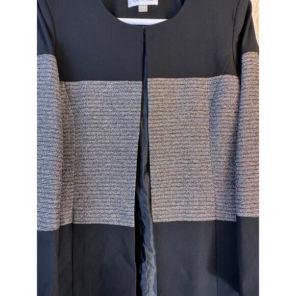 Calvin Klein Skirt Suit 8 Gray Metallic Black Colorblock Ribbed Stretch Lined - Picture 9 of 16